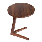 Table d'appoint contemporaine en chêne massif ou en noyer avec bord chanfreiné et base décalée pour salon
