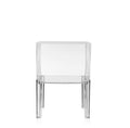 Table d'appoint contemporaine en plastique transparent avec coin réfléchissant et design incurvé pour chambre ou salon