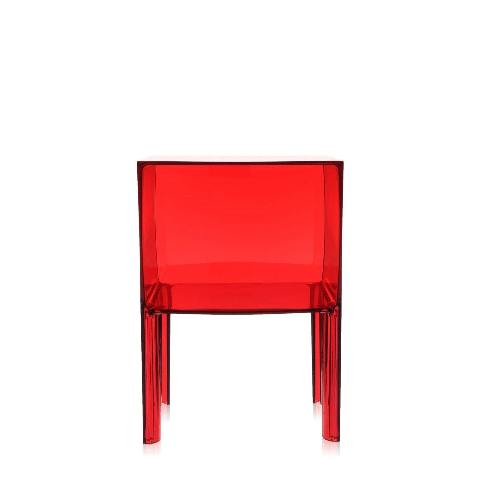 Table d'appoint contemporaine en plastique transparent avec coin réfléchissant et design incurvé pour chambre ou salon