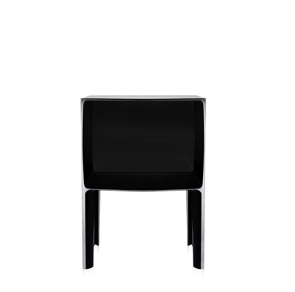 Table d'appoint contemporaine en plastique transparent avec coin réfléchissant et design incurvé pour chambre ou salon