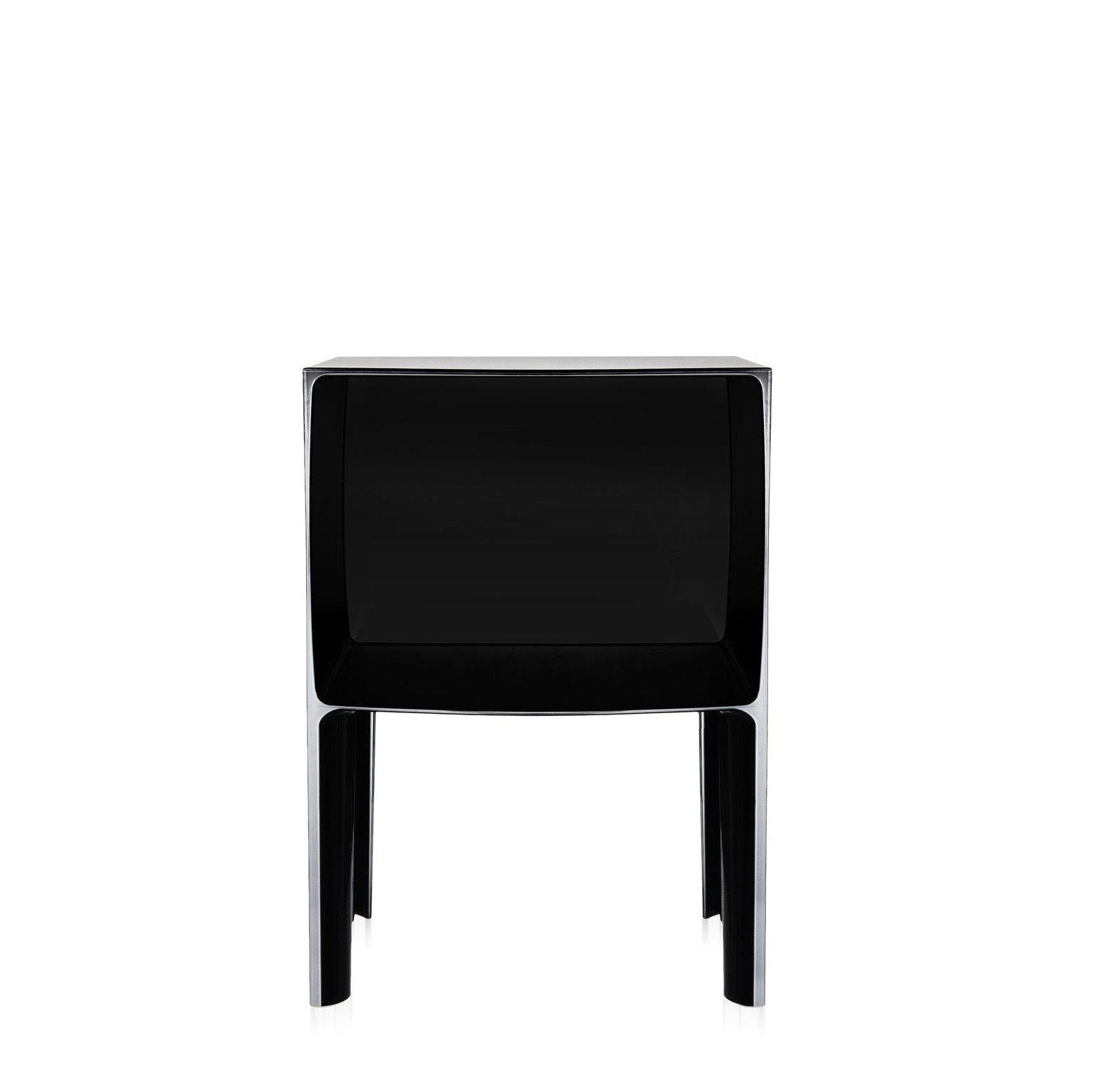 Table d'appoint contemporaine en plastique transparent avec coin réfléchissant et design incurvé pour chambre ou salon