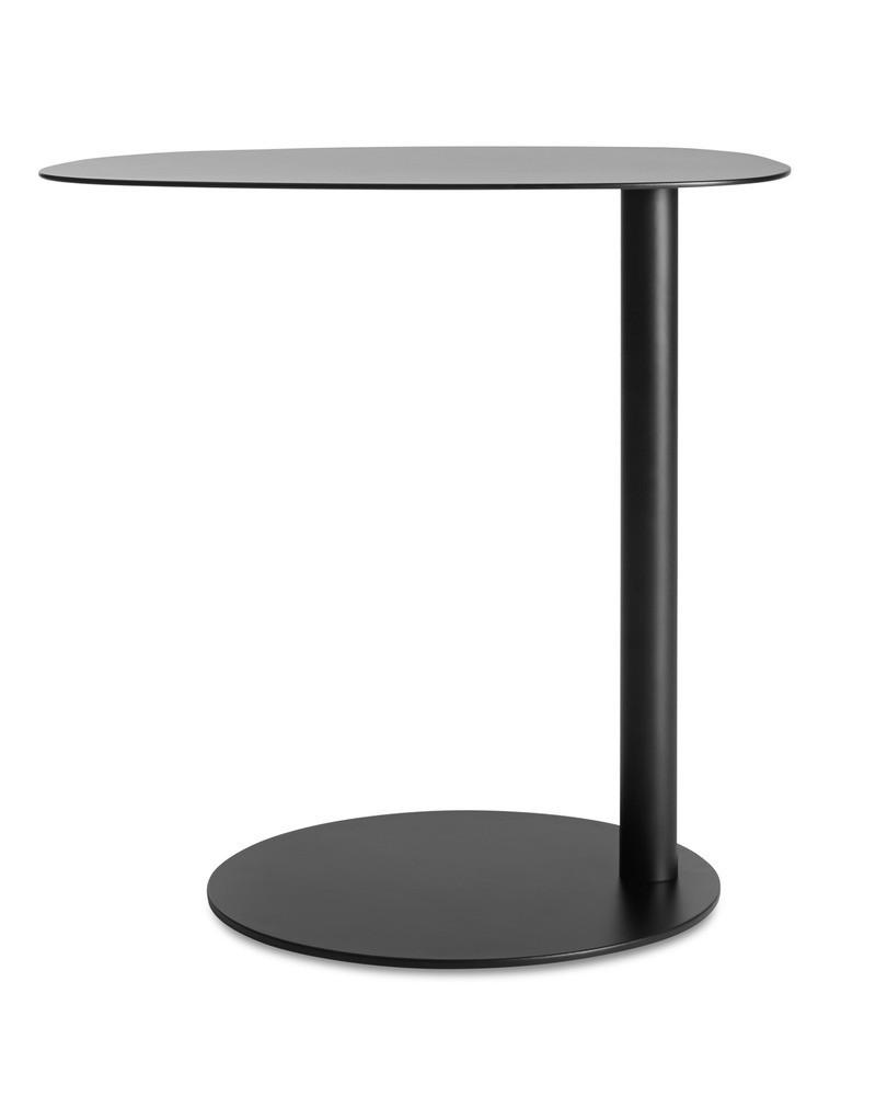 Table d'appoint contemporaine avec base en marbre et structure en acier, forme sculpturale inspirée d'une sucette, pour salon ou chambre à coucher