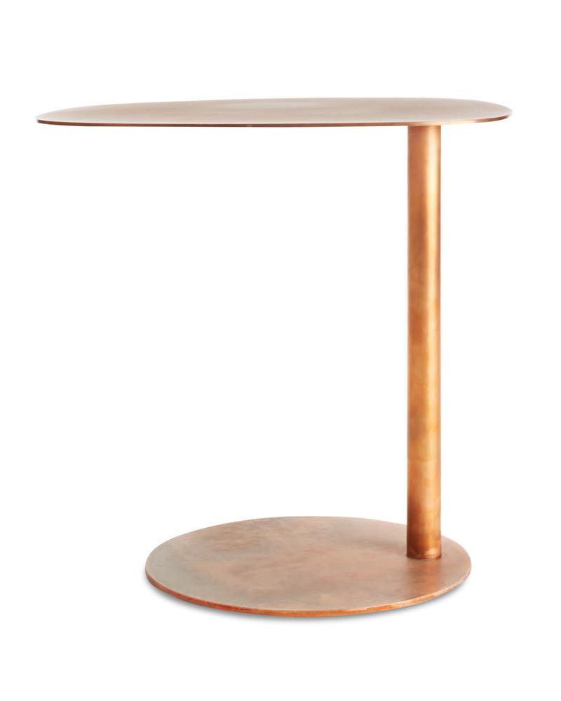 Table d'appoint contemporaine avec base en marbre et structure en acier, forme sculpturale inspirée d'une sucette, pour salon ou chambre à coucher