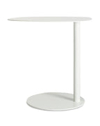 Table d'appoint contemporaine avec base en marbre et structure en acier, forme sculpturale inspirée d'une sucette, pour salon ou chambre à coucher