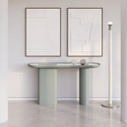 Console laquée de luxe avec plateau ovale en marbre Arabescato pour couloir ou salon