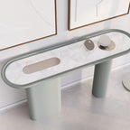 Console laquée de luxe avec plateau ovale en marbre Arabescato pour couloir ou salon