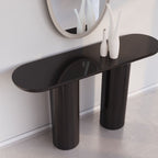 Console moderne laquée avec plateau ovale et pieds cylindriques pour le couloir