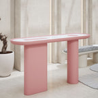 Console laquée de luxe avec plateau ovale en marbre Arabescato pour couloir ou salon