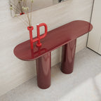 Console moderne laquée avec plateau ovale et pieds cylindriques pour le couloir