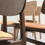 Chaise de salle à manger scandinave en chêne massif et placage stratifié, avec assise rembourrée